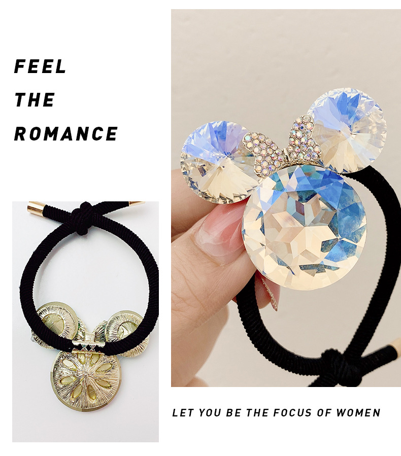New Crystal Rhinestone Animal Cute Hair Rope Ins Temperament Head Rope High Elastic Black Rubber Band Headdress New Crystal Rhinestone Animal Cute Hair Rope Ins Temperament Head Rope High Elastic Black Rubber Band Headdress