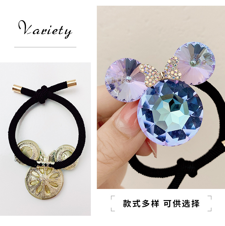 New Crystal Rhinestone Animal Cute Hair Rope Ins Temperament Head Rope High Elastic Black Rubber Band Headdress New Crystal Rhinestone Animal Cute Hair Rope Ins Temperament Head Rope High Elastic Black Rubber Band Headdress