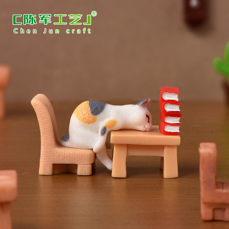 Realistic Kitten Creative Micro Landscape Resin Crafts Cartoon Cute Kitten Simulation Crystal Animal