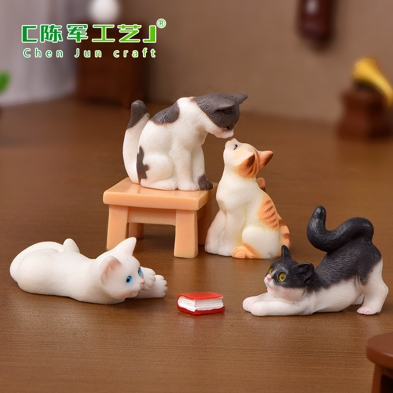 Realistic Kitten Creative Micro Landscape Resin Crafts Cartoon Cute Kitten Simulation Crystal Animal