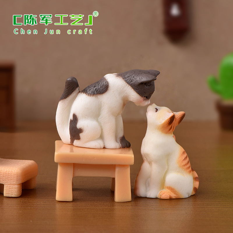 Realistic Kitten Creative Micro Landscape Resin Crafts Cartoon Cute Kitten Simulation Crystal Animal