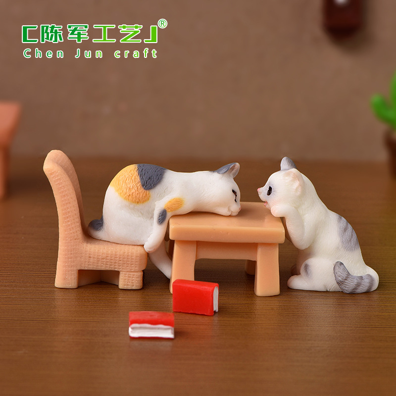 Realistic Kitten Creative Micro Landscape Resin Crafts Cartoon Cute Kitten Simulation Crystal Animal