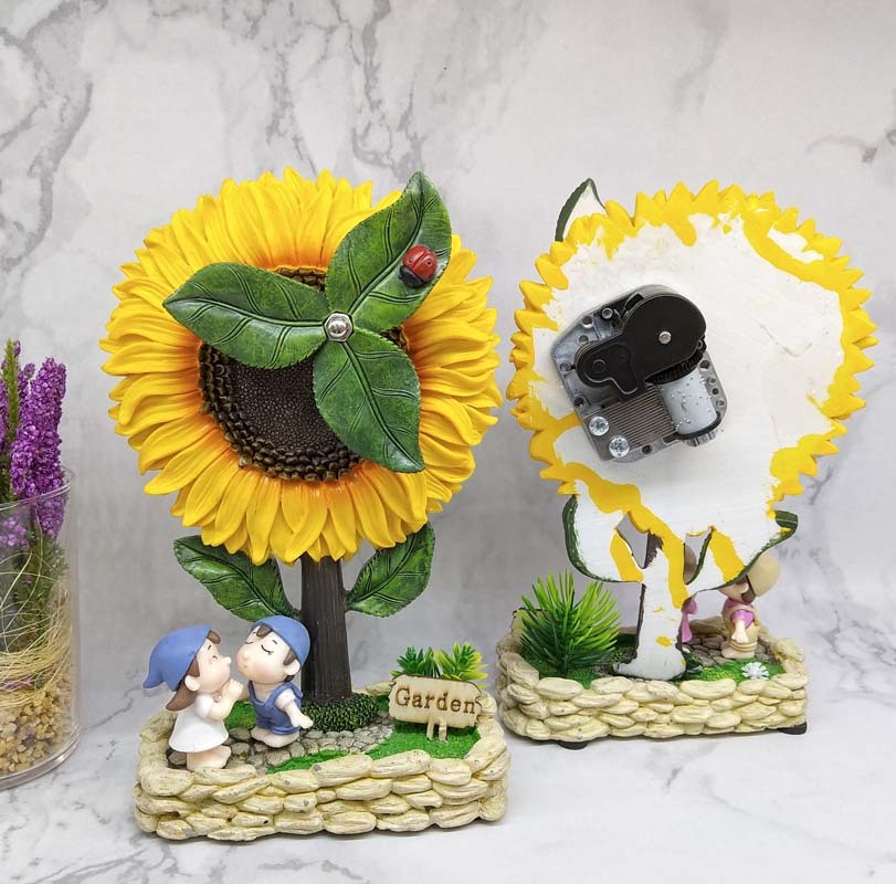 New sunflower resin eight sound balance xiangyang flower music box creative home decoration manufacturers direct sales New sunflower resin eight sound balance xiangyang flower music box creative home decoration manufacturers direct sales