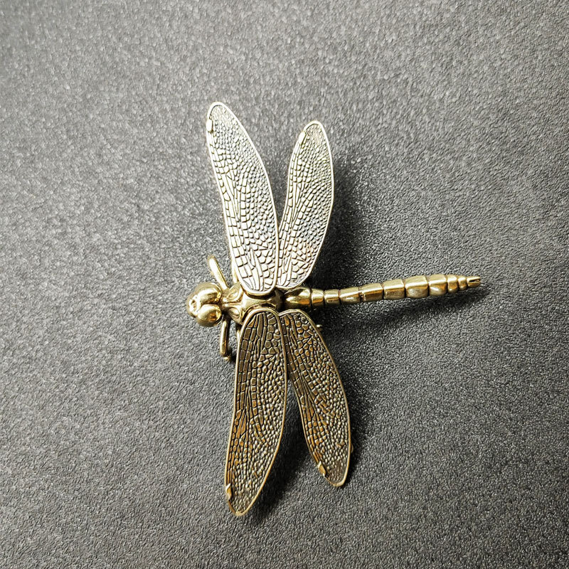 New Chinese Crystal Home Decoration Wings Removable Brass Dragonfly Living Room TV Cabinet Crystal Animal