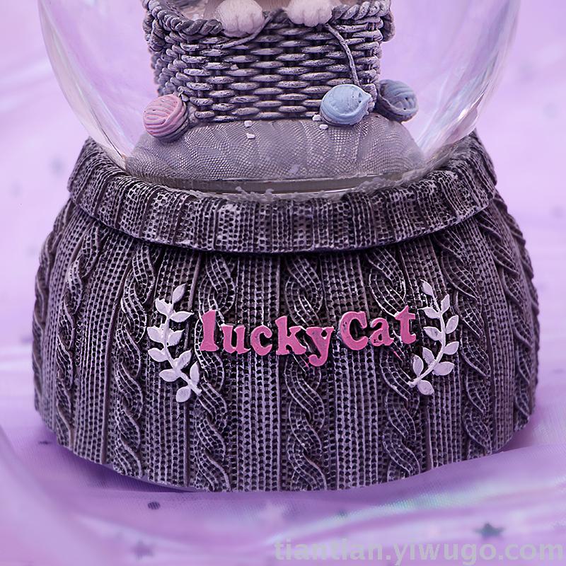 Resin craft Set up a lovely Cat Crystal Ball music box dream Luminous Snowflake Music box Resin craft Set up a lovely Cat Crystal Ball music box dream Luminous Snowflake Music box