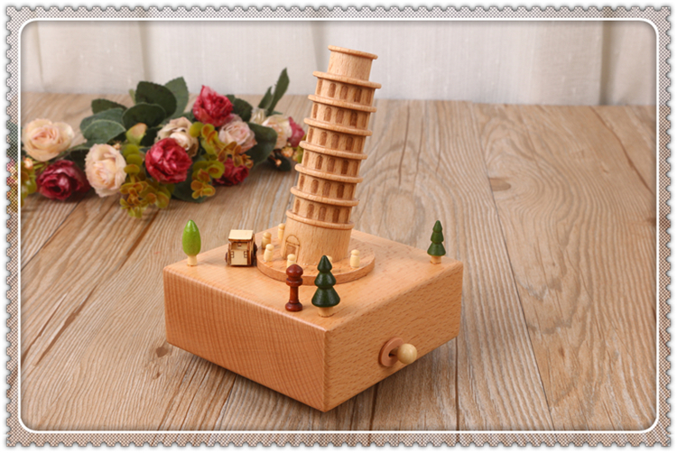 Home decoration with solid wood octave tower style original wooden music box Home decoration with solid wood octave tower style original wooden music box