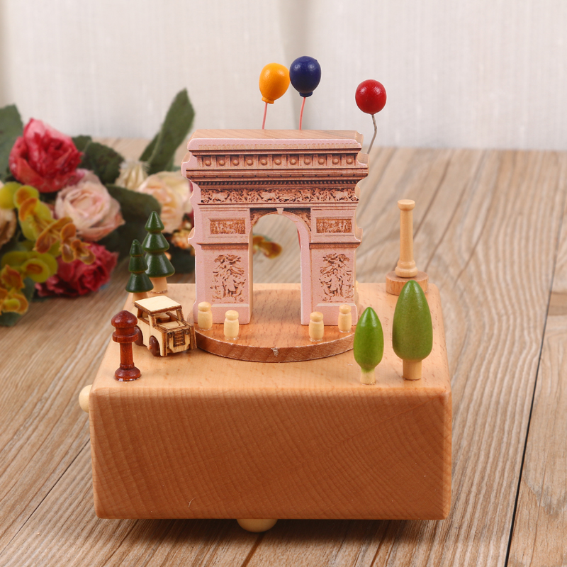 Real wood arc DE triomphe music box octave girl&#039;s birthday Christmas gift