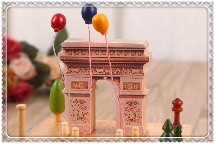 Real wood arc DE triomphe music box octave girl's birthday Christmas gift Real wood arc DE triomphe music box octave girl's birthday Christmas gift