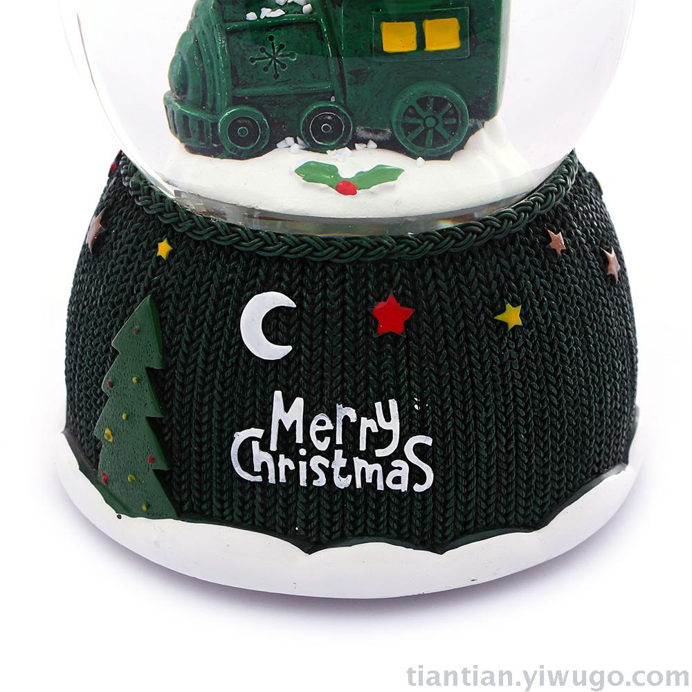 Resin craft Set up a Christmas Crystal ball box, Santa Claus driving snowflake music box Resin craft Set up a Christmas Crystal ball box, Santa Claus driving snowflake music box