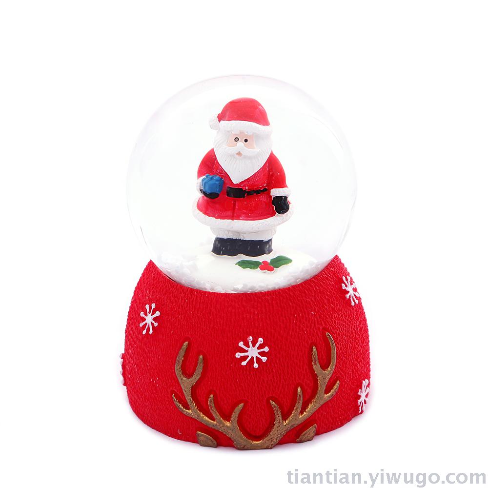 Resin craft Christmas Crystal ball box Snowman Santa Claus glow Snowflake music box Resin craft Christmas Crystal ball box Snowman Santa Claus glow Snowflake music box