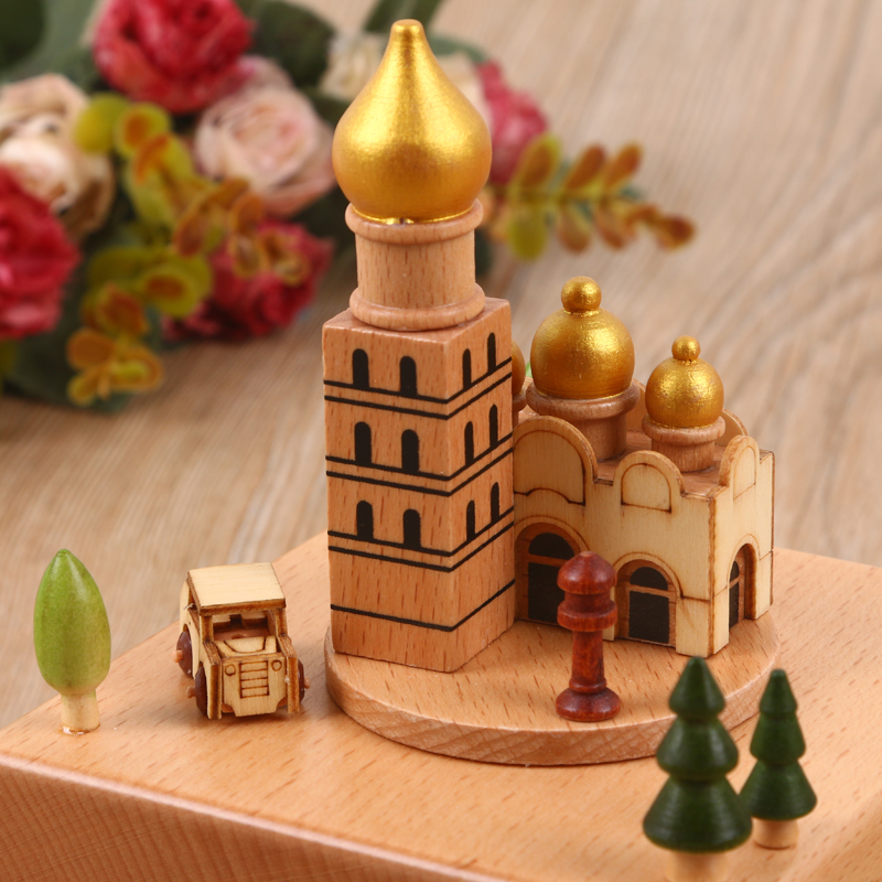 Manufacturer direct selling church building model music box color box packaging