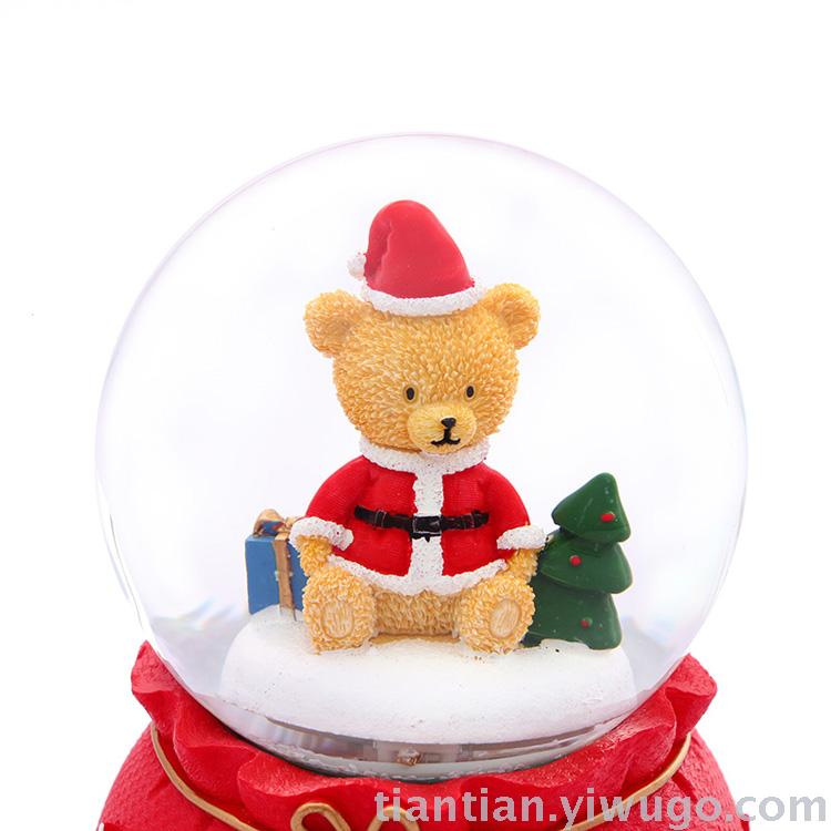 Craft Presents a bear crystal ball music box with Christmas glitter and snowflakes music box
