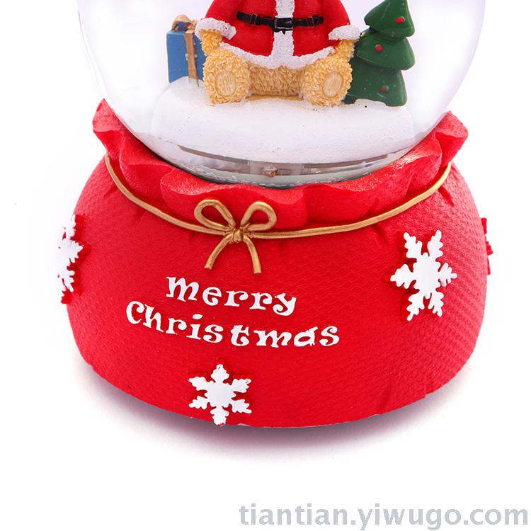 Craft Presents a bear crystal ball music box with Christmas glitter and snowflakes music box