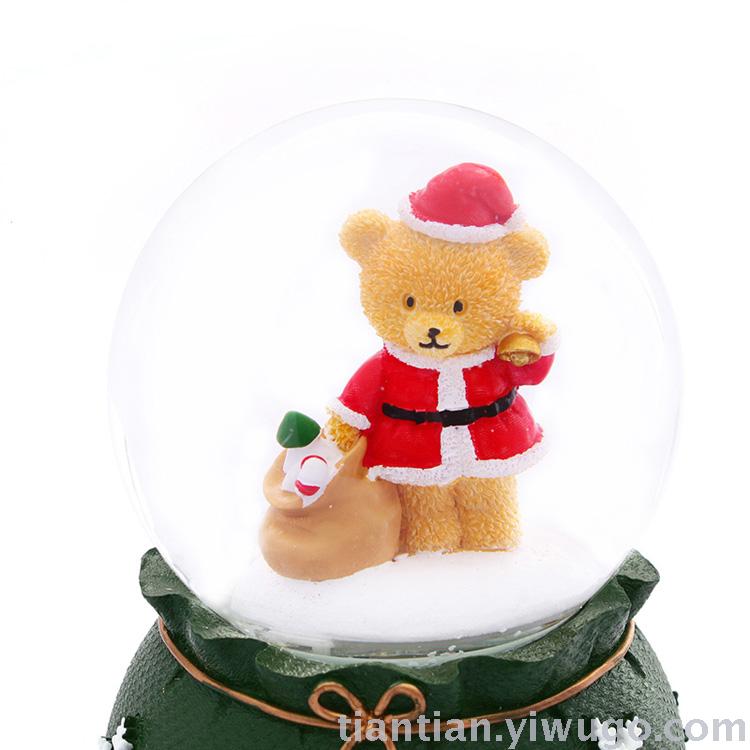 Craft Presents a bear crystal ball music box with Christmas glitter and snowflakes music box