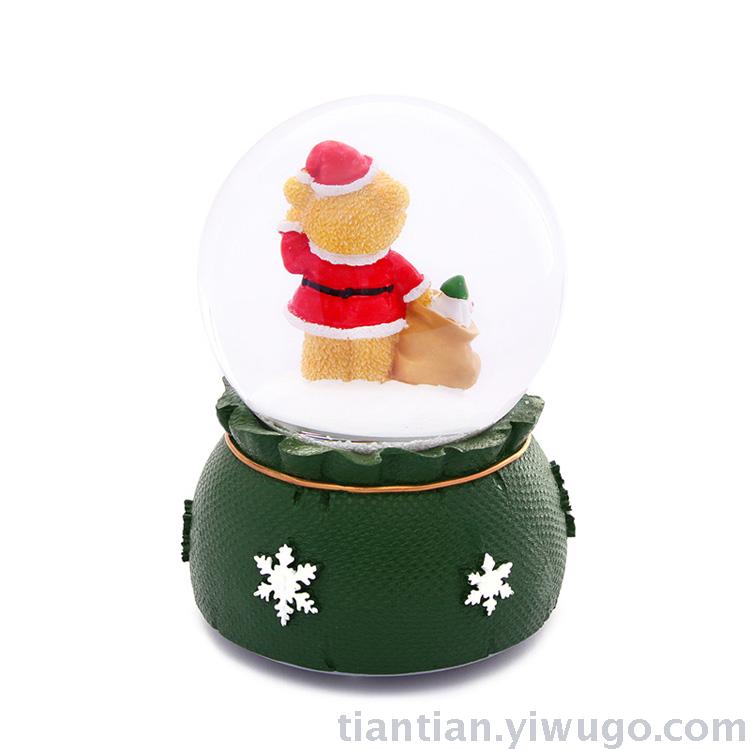 Craft Presents a bear crystal ball music box with Christmas glitter and snowflakes music box