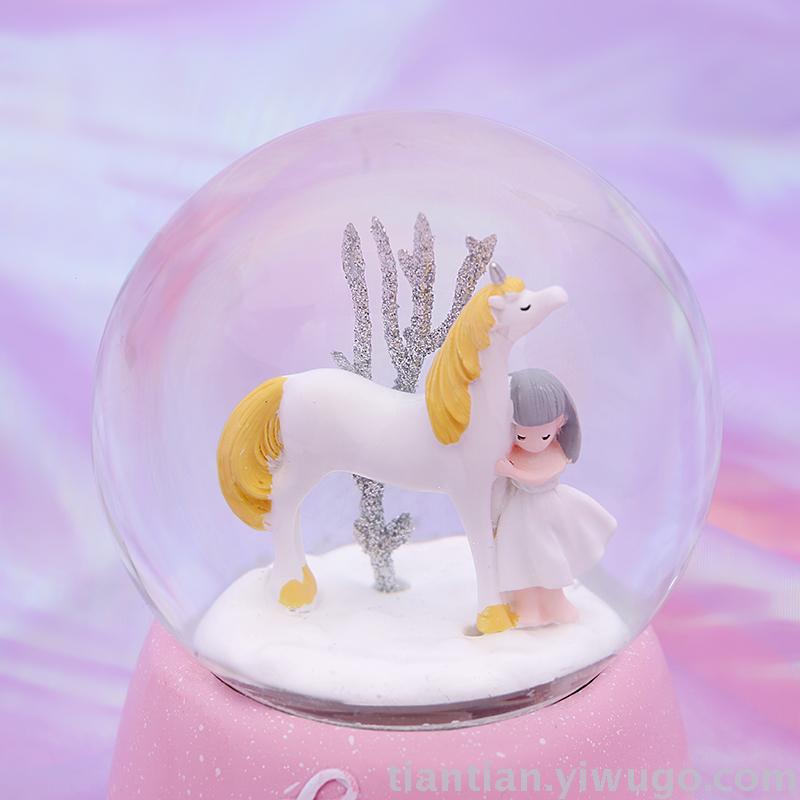Resin craft Presents a pink unicorn Crystal ball music box Dreamlike Glow Snowflake music box Resin craft Presents a pink unicorn Crystal ball music box Dreamlike Glow Snowflake music box