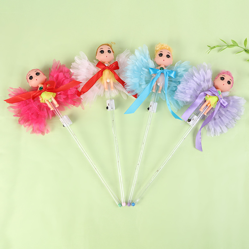 Cute Glowing Angel Magic Wand Color Bow Fairy Wand Electronic Light Sticks Cartoon Doll Glow Stick