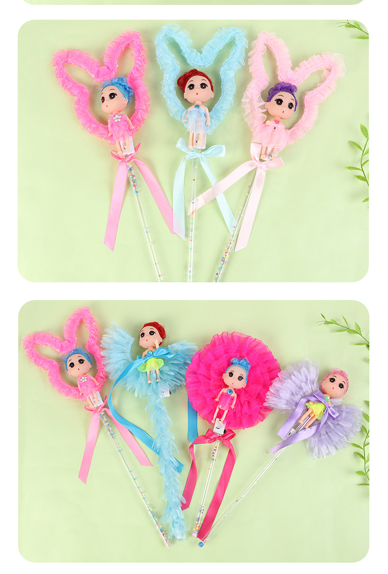 Cute Glowing Angel Magic Wand Color Bow Fairy Wand Electronic Light Sticks Cartoon Doll Glow Stick