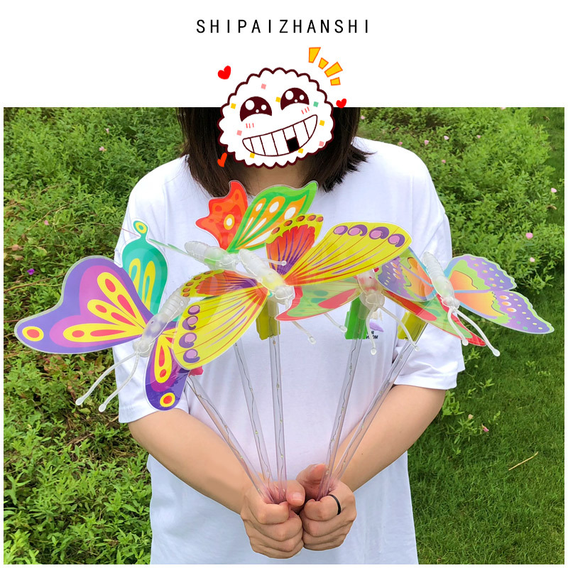 Flash Butterfly Fairy Wand Children Shine Butterfly Wand Stall Toys Bo ball ground push star ball Wand