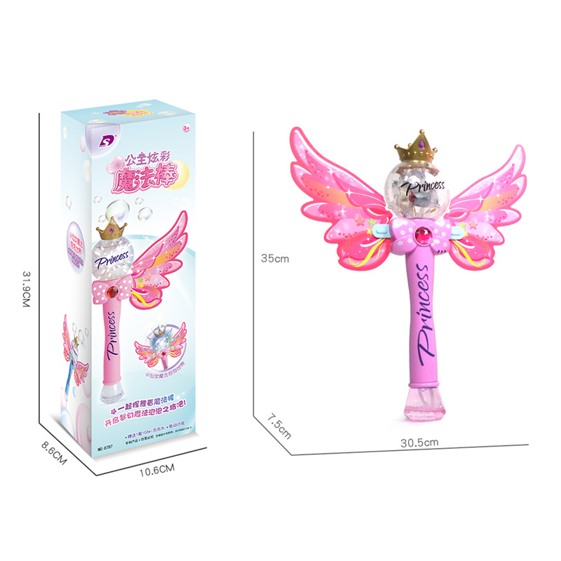 Girl magic Wand bubble mechanical fairy Wand bubble toy Princess flash stick leakproof luminous bubble stick