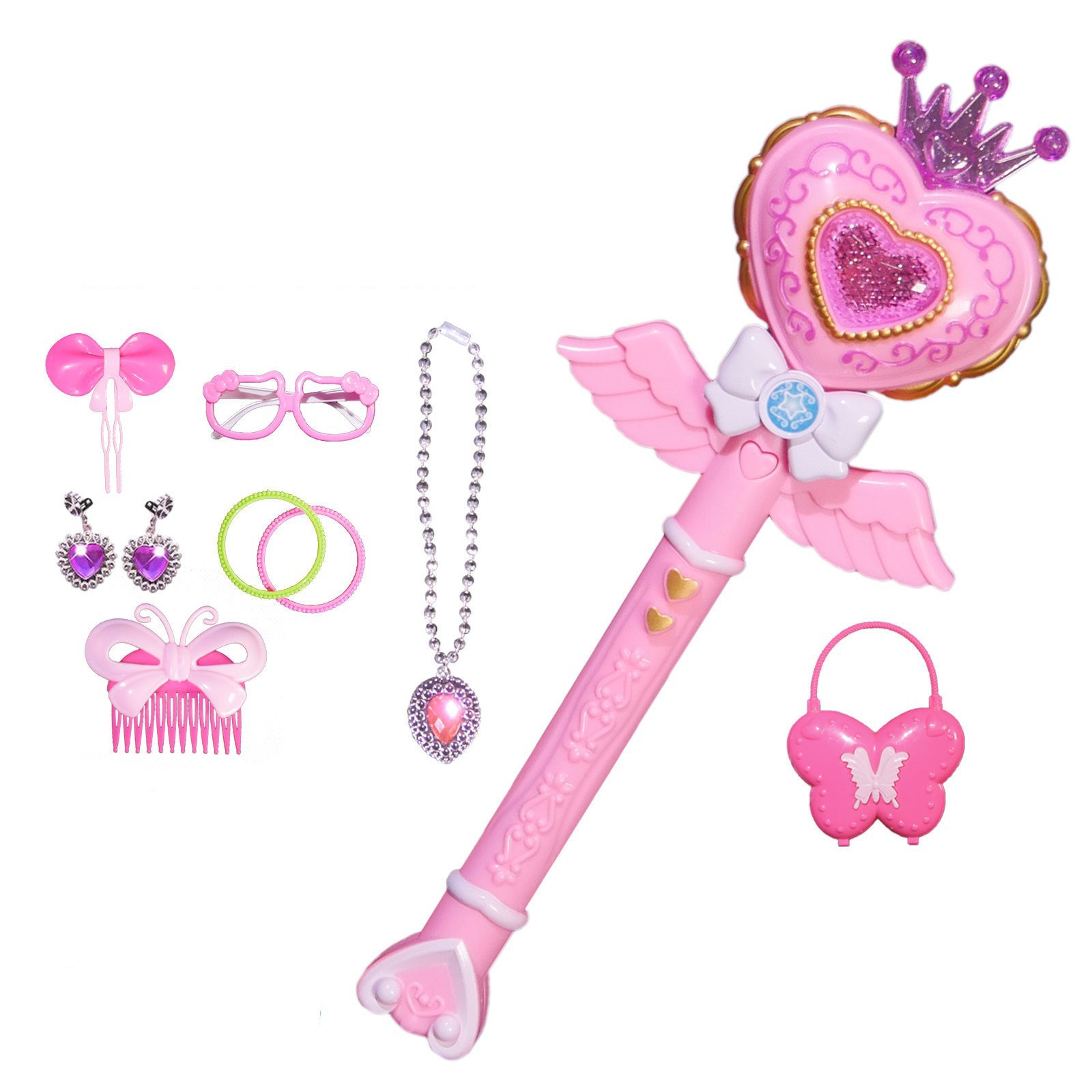 Fairy Wand Cane Magic Wand Girl Heart Wand Children&#039;s Crown and Princess Magic Wand Creative Truncheon Magic Wand Gift