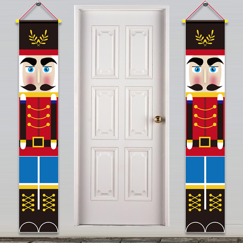 New Oxford Cloth Couplet Cross-Border Wholesale Nutcracker Door Ornaments Christmas Decorations Home Layout Props