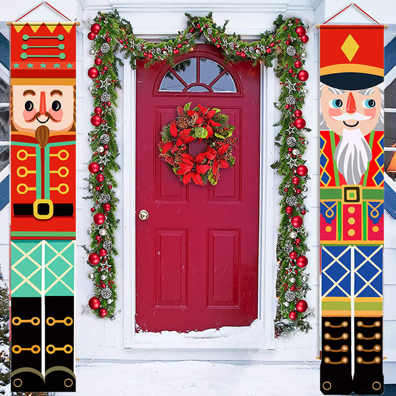 New Oxford Cloth Couplet Cross-Border Wholesale Nutcracker Door Ornaments Christmas Decorations Home Layout Props