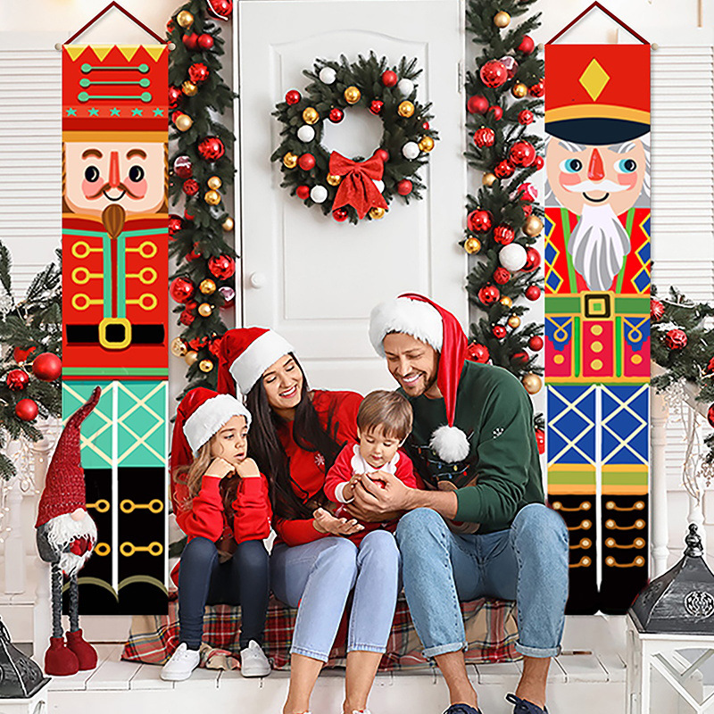 New Oxford Cloth Couplet Cross-Border Wholesale Nutcracker Door Ornaments Christmas Decorations Home Layout Props