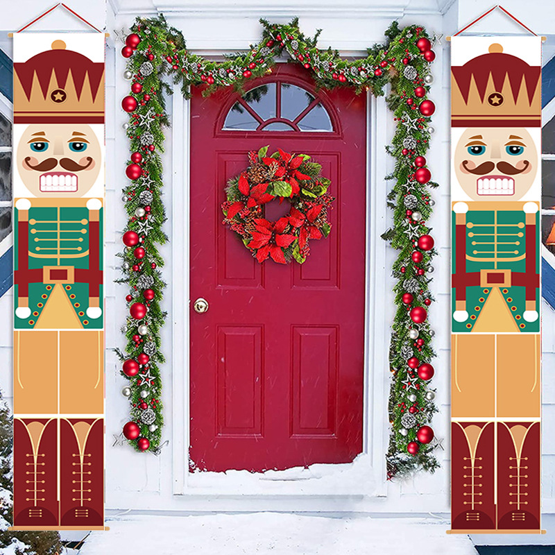 New Oxford Cloth Couplet Cross-Border Wholesale Nutcracker Door Ornaments Christmas Decorations Home Layout Props