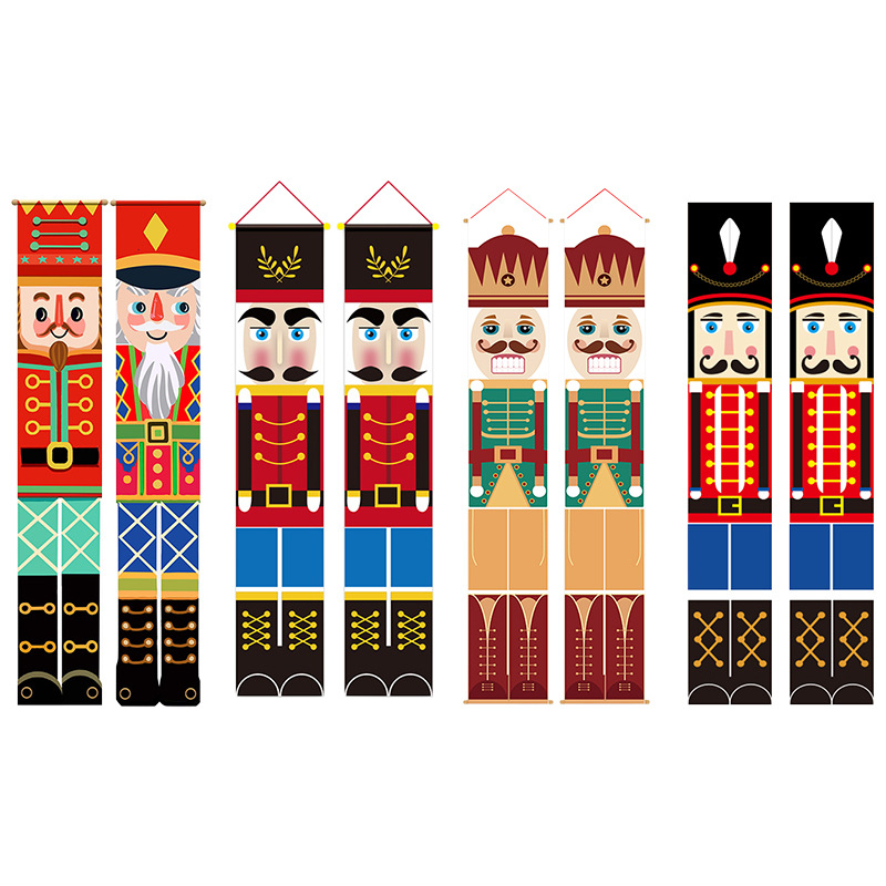 New Oxford Cloth Couplet Cross-Border Wholesale Nutcracker Door Ornaments Christmas Decorations Home Layout Props