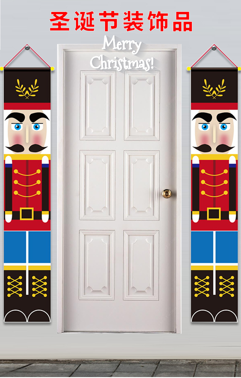New Oxford Cloth Couplet Cross-Border Wholesale Nutcracker Door Ornaments Christmas Decorations Home Layout Props