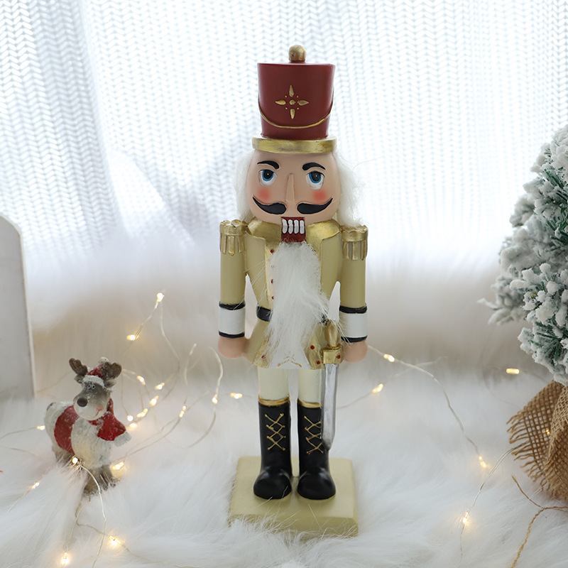 Home Living Room Decorations Wholesale Cross-Border New Desktop Christmas Decoration Walnut Soldier Resin Crafts Nutcracker