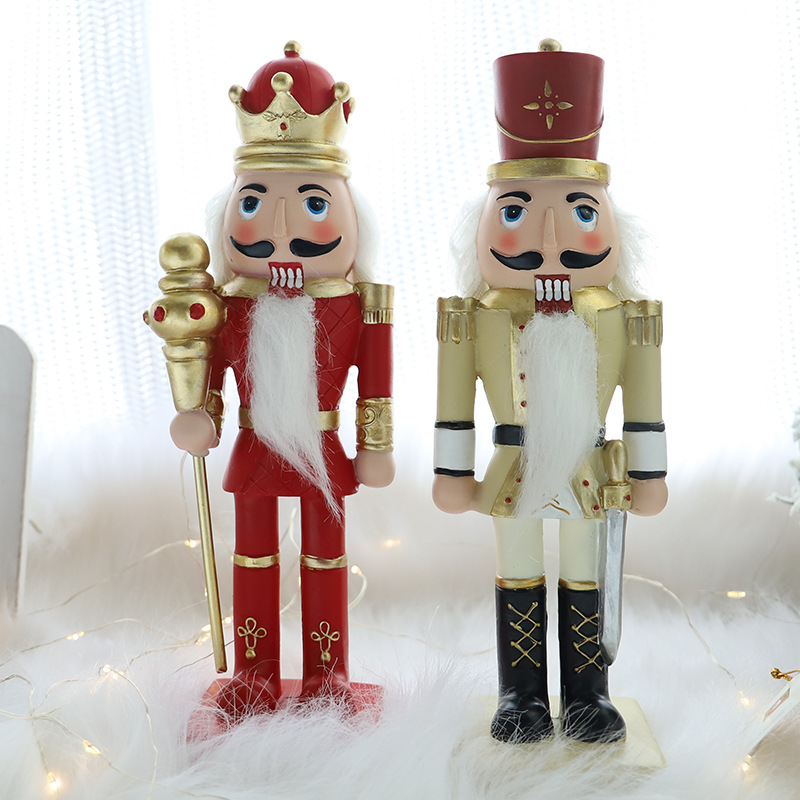 Home Living Room Decorations Wholesale Cross-Border New Desktop Christmas Decoration Walnut Soldier Resin Crafts Nutcracker