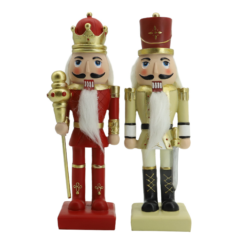 Home Living Room Decorations Wholesale Cross-Border New Desktop Christmas Decoration Walnut Soldier Resin Crafts Nutcracker