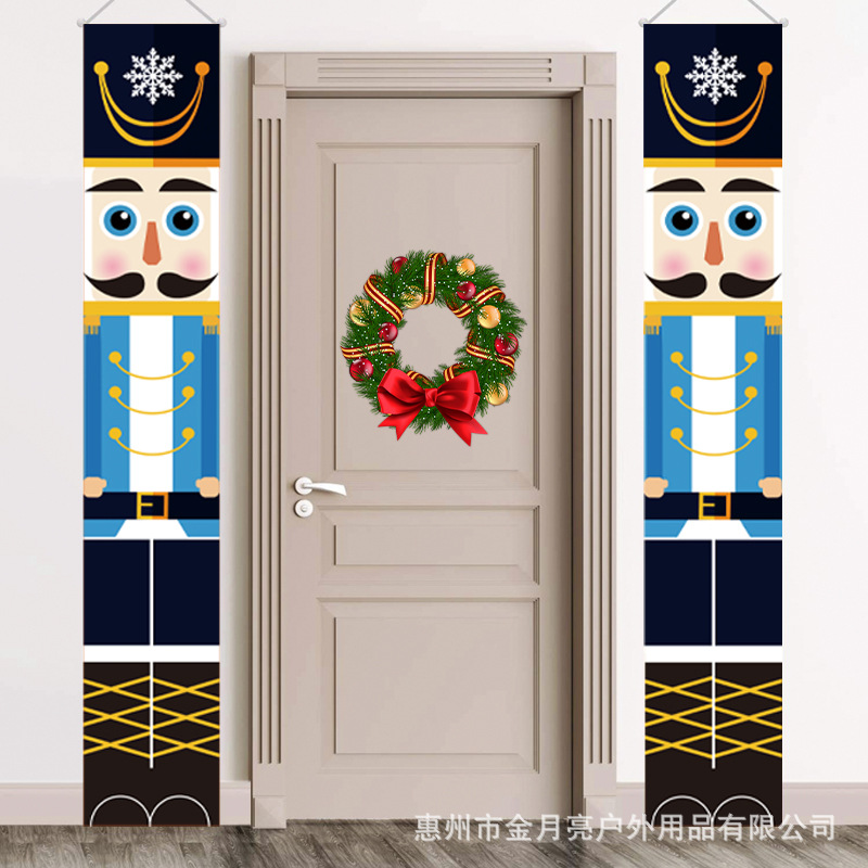 Nutcracker Door Curtain Christmas Couplet Banner Flag Christmas Party Decoration Hanging Flags Festival Flag Making