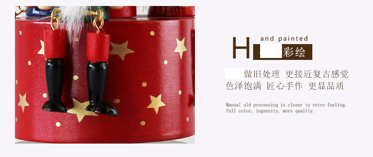 European-Style Hand Painting 23cm Nutcracker Rotating Music Box Crafts Decoration Home Wooden Music Box