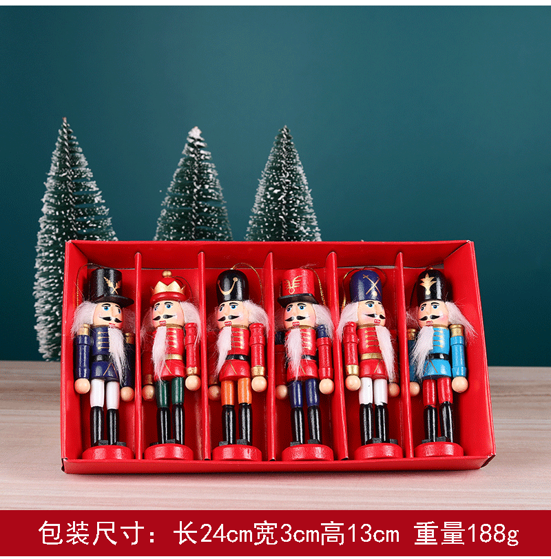 Wooden Soldier Doll Color Box Cover 6 Christmas Tree Pendant Decoration One Piece Dropshipping Nutcracker Soldiers