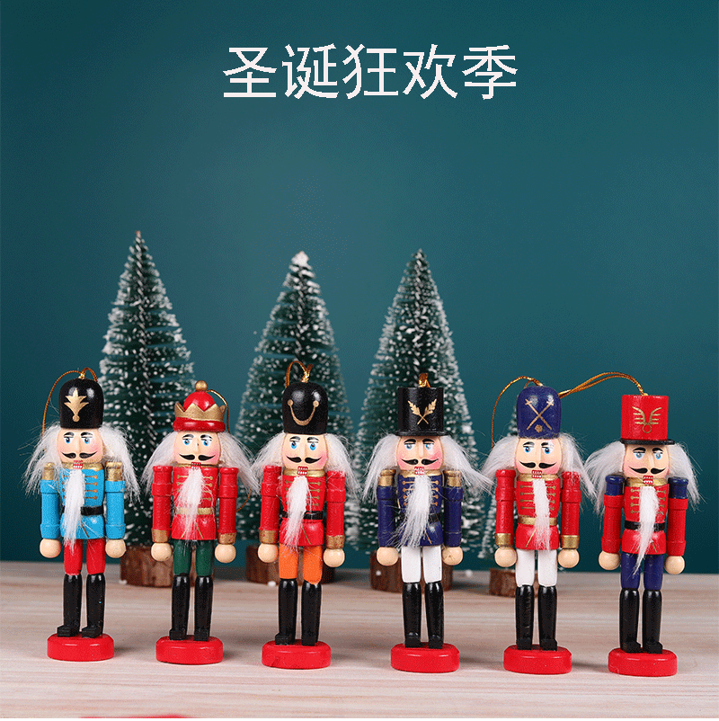 Wooden Soldier Doll Color Box Cover 6 Christmas Tree Pendant Decoration One Piece Dropshipping Nutcracker Soldiers
