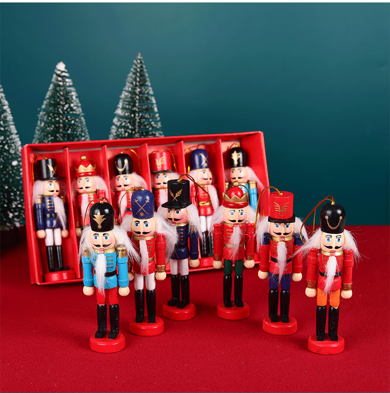Wooden Soldier Doll Color Box Cover 6 Christmas Tree Pendant Decoration One Piece Dropshipping Nutcracker Soldiers