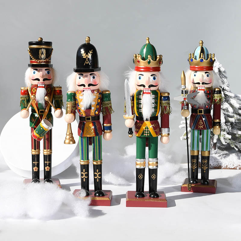 Tin Soldier Doll Soldier Wood Nutcracker Foreign Trade in Stock Vintage Christmas Small Ornaments Nutcracker Soldiers