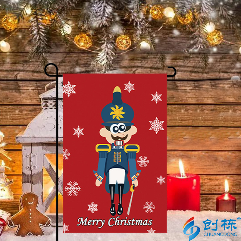 New Arrival Christmas Garden Banner Nutcracker Soldier Double Layer Amazon Christmas Garden Banner Nutcracker Soldiers