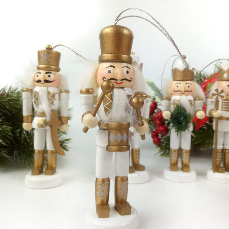 Product Sets Five 12cm Wooden Nutcracker Puppet Soldier Table Decorative Ornaments Layout Supplies Nutcracker Soldiers