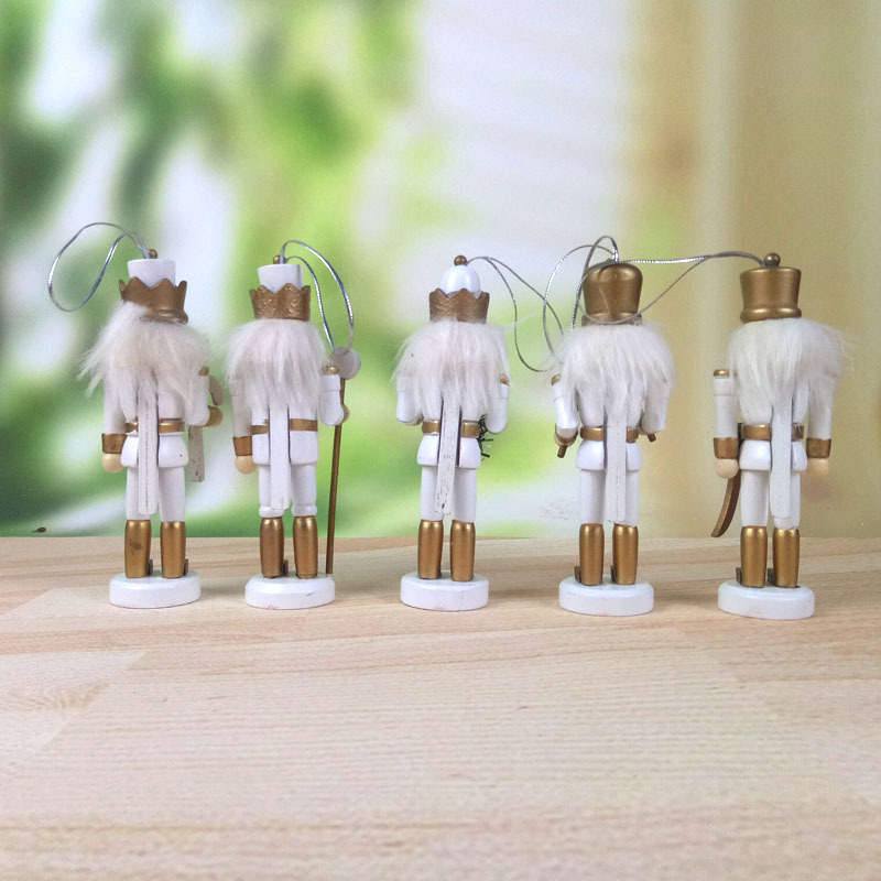 Product Sets Five 12cm Wooden Nutcracker Puppet Soldier Table Decorative Ornaments Layout Supplies Nutcracker Soldiers