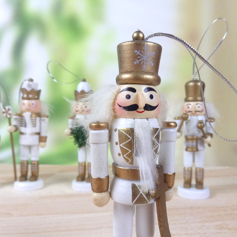 Product Sets Five 12cm Wooden Nutcracker Puppet Soldier Table Decorative Ornaments Layout Supplies Nutcracker Soldiers