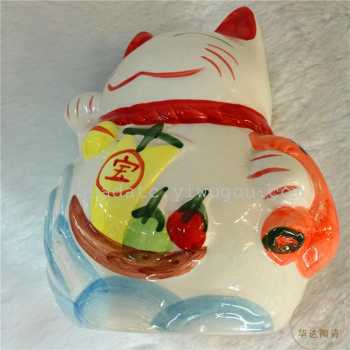 Painted ceramic cat ornaments, children's Day gifts crafts piggy bank Painted ceramic cat ornaments, children's Day gifts crafts piggy bank