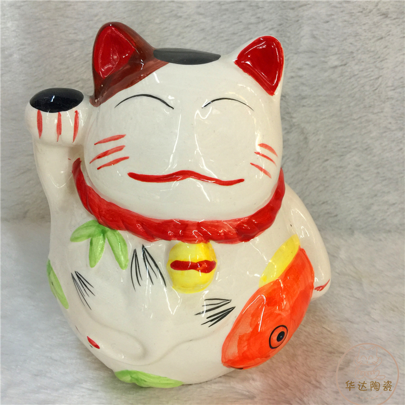 Painted ceramic cat ornaments, children&#039;s Day gifts crafts piggy bank