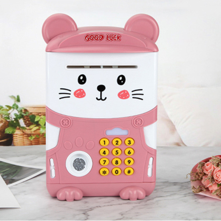 Multi-function creative children fingerprint password piggy bank rat treasure wisdom house ATM automatic piggy bank