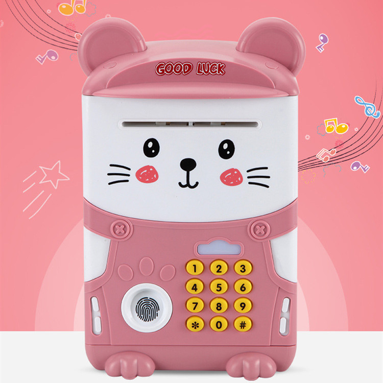 Multi-function creative children fingerprint password piggy bank rat treasure wisdom house ATM automatic piggy bank