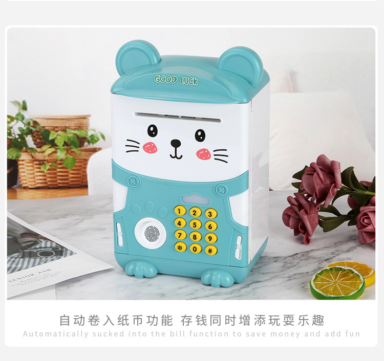 Multi-function creative children fingerprint password piggy bank rat treasure wisdom house ATM automatic piggy bank