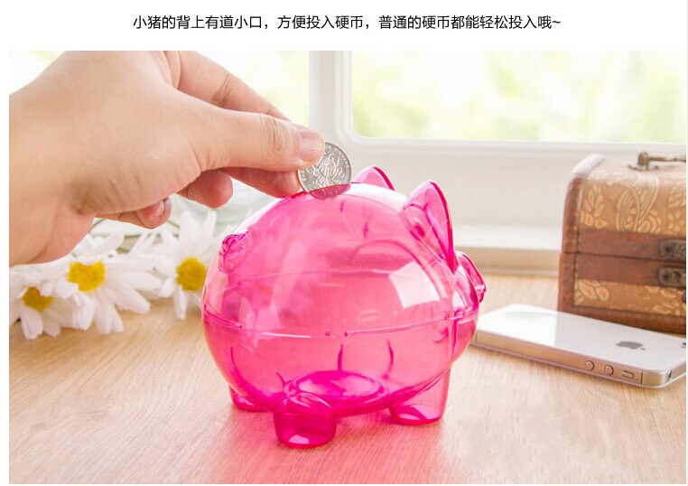 Small plastic coin bucket piggy bank year of the pig multicolor piggy bank high quality crash proof piggy bank